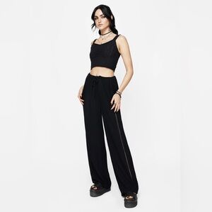 NWT Disturbia Blessing Lace Trim Wide Leg Trouser